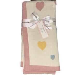 Cupcakes & Cashmere Pastel Heart Baby Blanket Knit Tufted Hearts Soft NEW